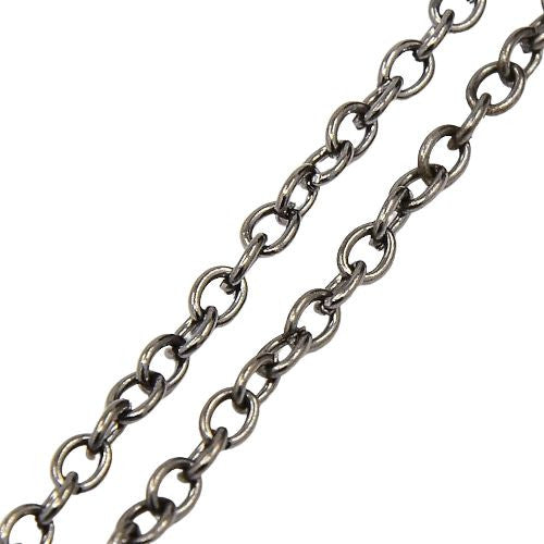Chain, Iron, Cable Chain, Open Link, Oval, Gunmetal, 3x4mm - BEADED CREATIONS