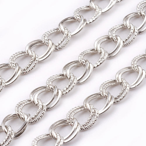 Chain, Iron, Double Link Chain, Open Link, Silver Tone, 10x8.5mm. - BEADED CREATIONS