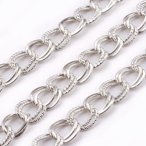 Chain, Iron, Parallel Curb Chain, Open Link, Silver, 10x8.5mm - BEADED CREATIONS