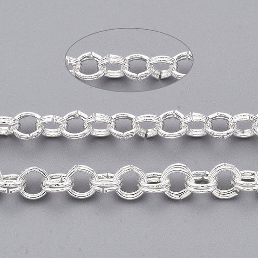 Chain, Iron, Rolo Chain, Double Link, Belcher Chain, Open Link, Silver Plated, 3.6x0.5mm - BEADED CREATIONS