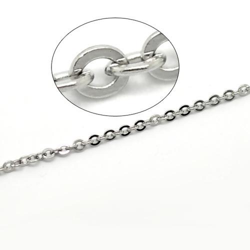 Chain, Stainless Steel, Cable Chain, Soldered, Flat, Oval, Silver, 3x2.5mm - BEADED CREATIONS