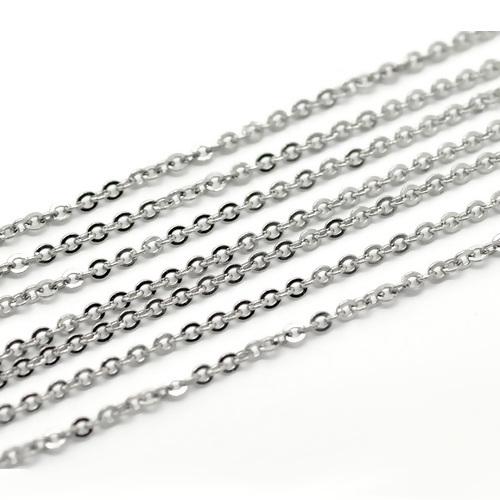 Chain, Stainless Steel, Cable Chain, Soldered, Flat, Oval, Silver, 3x2.5mm - BEADED CREATIONS