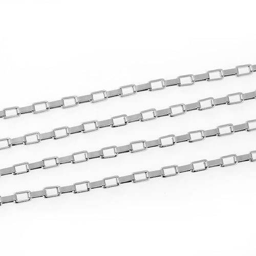 Chain, Stainless Steel, Drawn Box Link Chain, Open Link, Silver, 5x3mm - BEADED CREATIONS