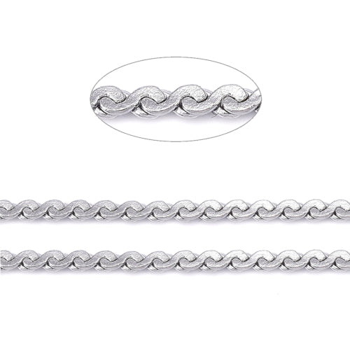 Chain, Stainless Steel, Serpentine Chain, Soldered, Silver, 0.8x0.3mm - BEADED CREATIONS