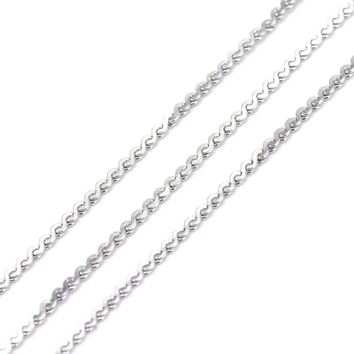 Chain, Stainless Steel, Serpentine Chain, Soldered, Silver, 0.8x0.3mm - BEADED CREATIONS