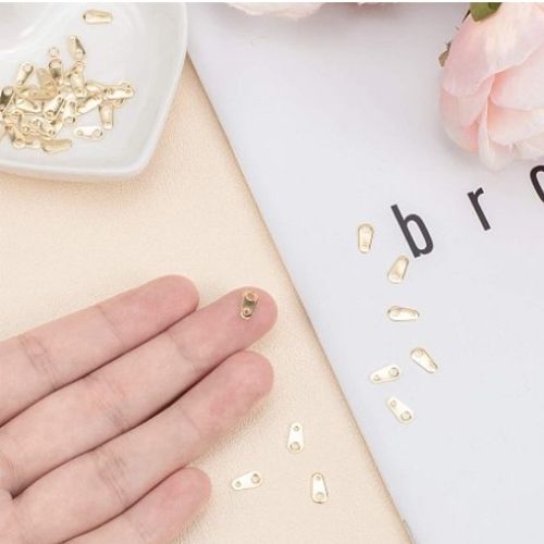 Chain Tabs, Teardrop, Stainless Steel, Gold Plated, 8mm - BEADED CREATIONS