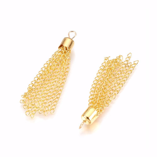 Chain Tassels, Gold Plated, Iron, 52mm - BEADED CREATIONS