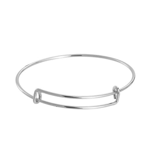 Charm Bangles, Adjustable, Double Bar, Silver,  Alloy, 20-25.5cm - BEADED CREATIONS