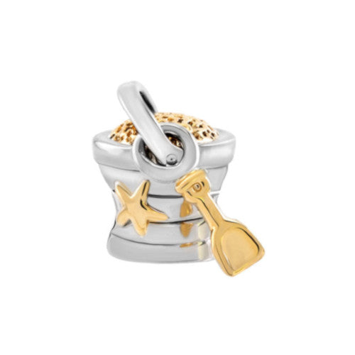 Charm Beads, Bucket And Shovel, Silver & 18K Gold Plated, 10.44mm - BEADED CREATIONS