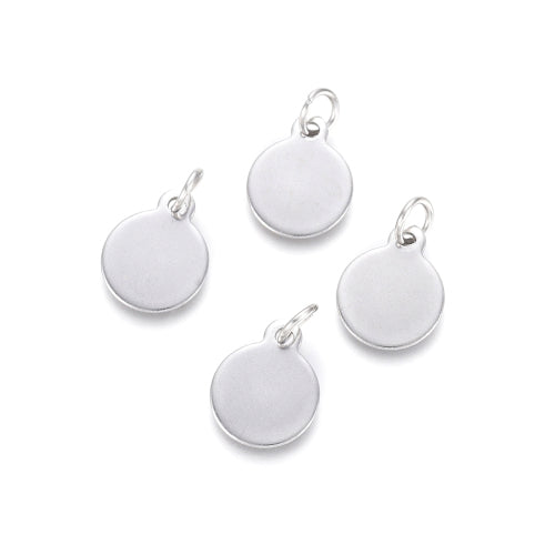 Charms, 304 Stainless Steel, Flat, Round, Stamping Blank Tags, With Jump Ring, Silver Tone, 12.5x10mm - BEADED CREATIONS
