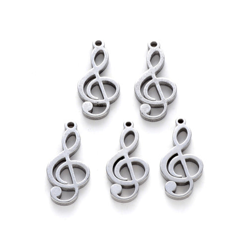 Charms, 304 Stainless Steel, Musical Note, Laser Cut, Silver Tone, 8x17mm - BEADED CREATIONS