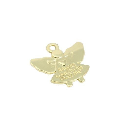 Charms, Angel, Double-Sided, Affirmation, With Phrase, Gold Plated, Alloy, 19mm - BEADED CREATIONS