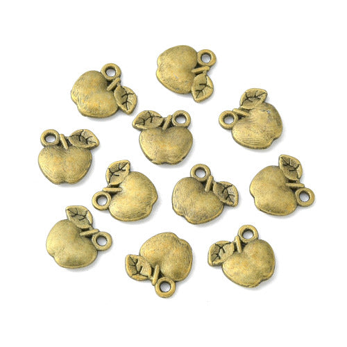 Charms, Apple, Antique Bronze, Alloy, 10mm - BEADED CREATIONS