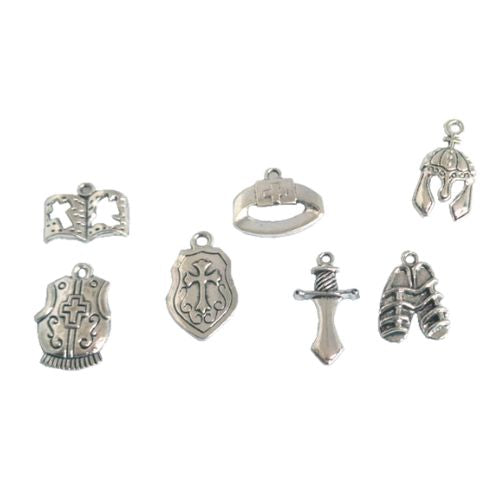 Charms, Armour Of God, Silver, Alloy, 7Pc Set - BEADED CREATIONS