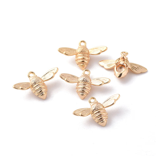 Charms, Bee, 18K Gold Plated, Brass, 11.5mm - BEADED CREATIONS