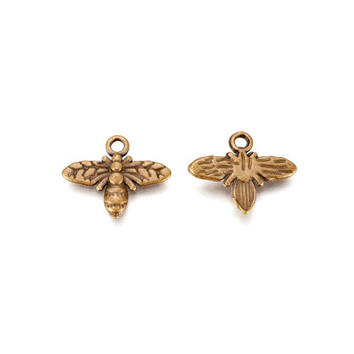 Charms, Bee, Antique Bronze, Alloy, 10mm - BEADED CREATIONS