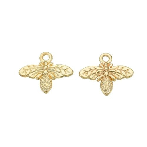 Charms, Bee, Gold Plated, Alloy, 13mm - BEADED CREATIONS