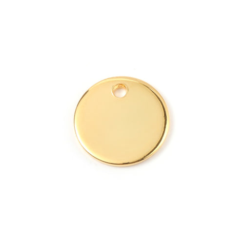 Charms, Blank Stamping Tags, 201 Stainless Steel, Flat, Round, Golden, 12mm - BEADED CREATIONS