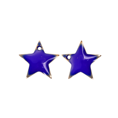 Charms, Brass, Star, Royal Blue, Enamel, 12mm - BEADED CREATIONS