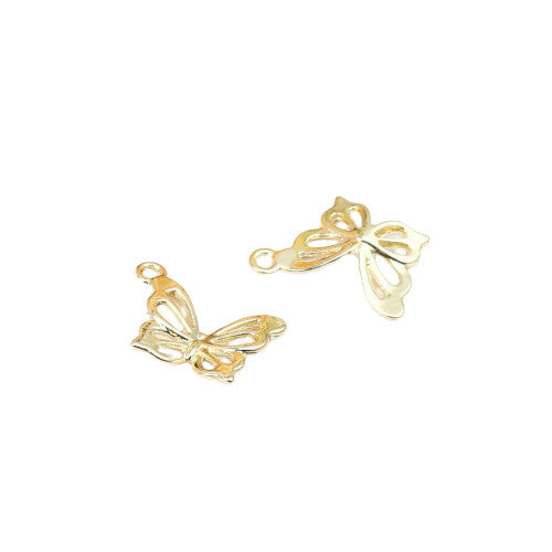 Charms, Butterfly, Cut-Out, Gold Plated, Alloy, 20mm- BEADED CREATIONS