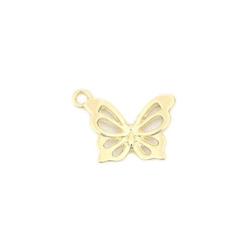Charms, Butterfly, Single-Sided, Open Work, Chaton, Gold Plated, Alloy, 20mm - BEADED CREATIONS
