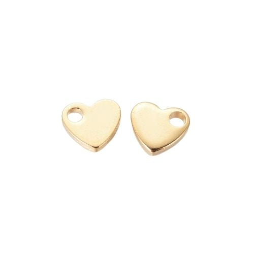 Charms, Chain Extender Drops, Heart, Stainless Steel, 24K Gold Plated, 7mm - BEADED CREATIONS