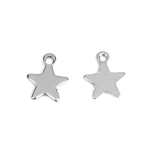 Charms, Chain Extender Drops, Star, Stainless Steel, Silver, 10mm - BEADED CREATIONS