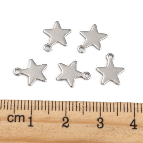 Charms, Chain Extender Drops, Star, Stainless Steel, Silver, 10mm - BEADED CREATIONS