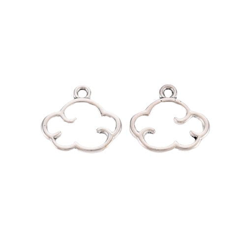 Charms, Cloud, Openwork, Antique Silver, Alloy, 12.5mm - BEADED CREATIONS