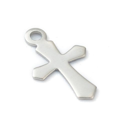 Charms, Cross, Laser-Cut, Stainless Steel, Silver, 11.5mm - BEADED CREATIONS