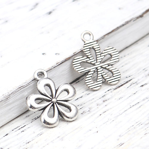 Charms, Daisy Flower, Antique Silver, Alloy, 18mm - BEADED CREATIONS