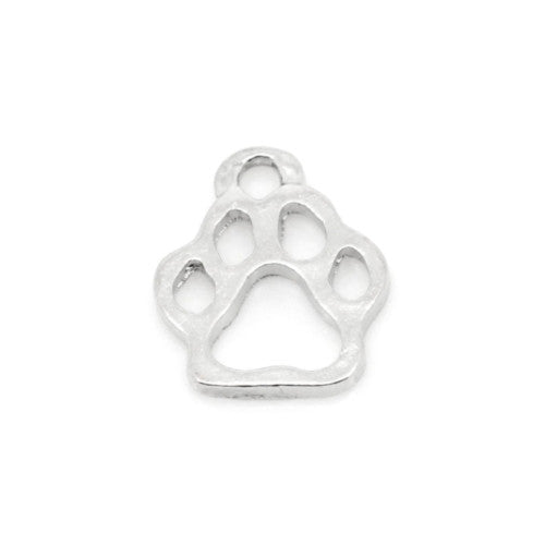 Charms, Dog Paw, Cut-Out, Silver, Alloy, 13mm - BEADED CREATIONS