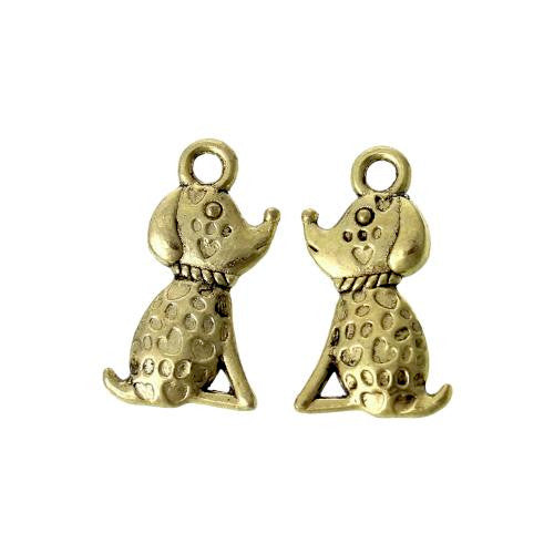 Charms, Dog, Double-Sided, Gold Plated, Alloy, 18mm - BEADED CREATIONS