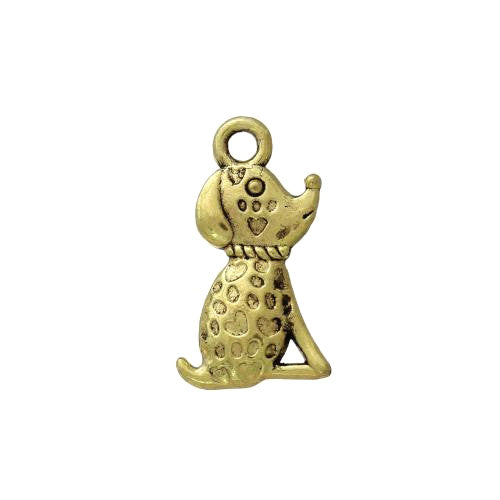 Charms, Dog, Double-Sided, Gold Plated, Alloy, 18mm - BEADED CREATIONS