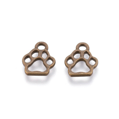 Charms, Dog Paw, Antique Bronze, Alloy, 13mm- BEADED CREATIONS