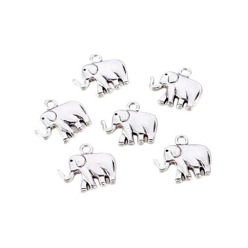Charms, Elephant, 3D, Double-Sided, Antique Silver, Alloy, 20mm - BEADED CREATIONS