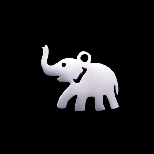 Charms, Elephant, Laser-Cut, Stainless Steel, Silver, 17mm - BEADED CREATIONS