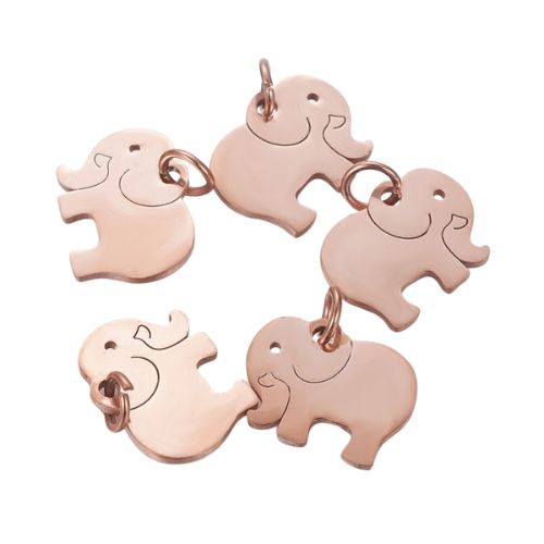 Charms, Elephant, Stainless Steel, Rose Gold, 11mm - BEADED CREATIONS