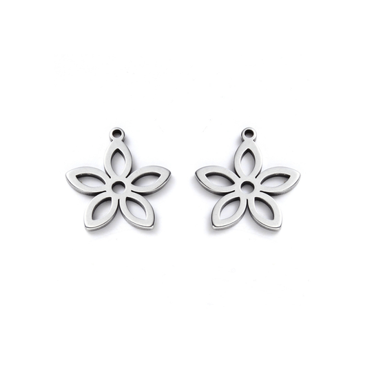 Charms, Flower, Laser-Cut, Stainless Steel, Silver, 16mm - BEADED CREATIONS