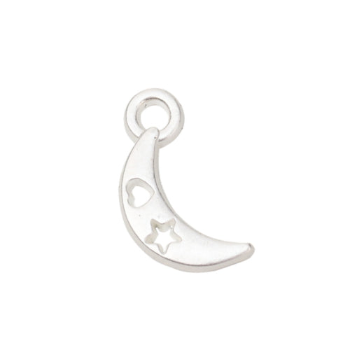 Charms, Half Moon, Cut-Out, Silver Plated, Alloy, 12mm - BEADED CREATIONS