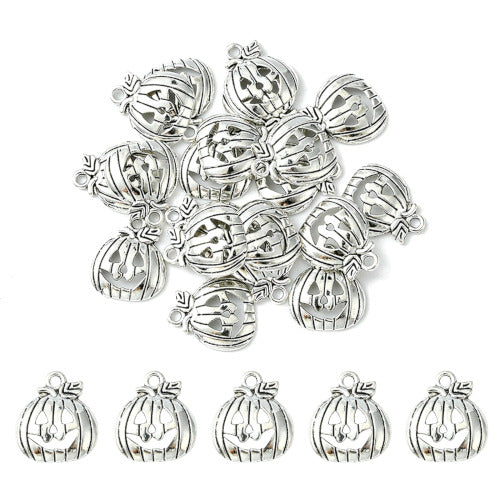 Charms, Halloween, Jack-O-Lantern, Antique Silver, Alloy, 18mm - BEADED CREATIONS