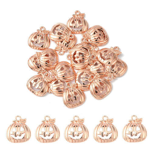 Charms, Halloween, Jack-O-Lantern, Rose Gold, Alloy, 18mm - BEADED CREATIONS