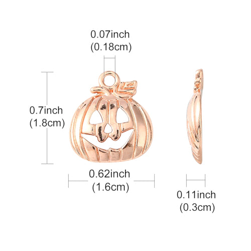 Charms, Halloween, Jack-O-Lantern, Rose Gold, Alloy, 18mm - BEADED CREATIONS