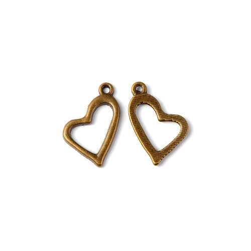 Charms, Heart, Antique Bronze, Alloy, 20mm - BEADED CREATIONS