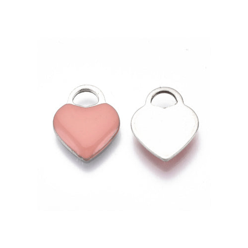 Charms, Heart, Stainless Steel, Enamel, Mixed Colors, 14.5mm - BEADED CREATIONS