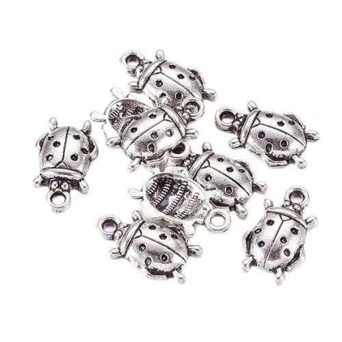 Charms, Ladybug, Antique Silver, Alloy, 17.5mm - BEADED CREATIONS