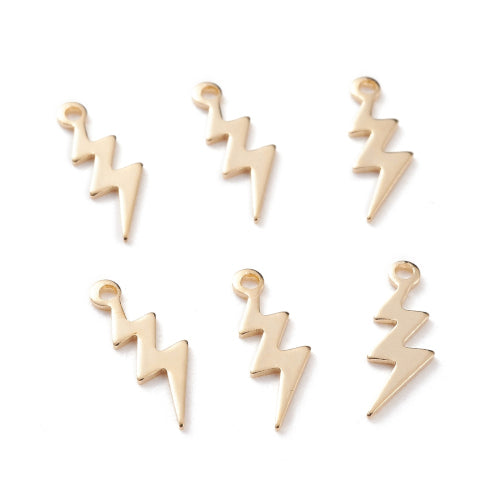 Charms, Lightning Bolt, Gold Plated, Brass, 12mm - BEADED CREATIONS