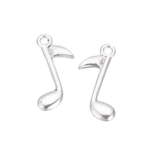 Charms, Music Note, Antique Silver, Alloy, 10mm - BEADED CREATIONS