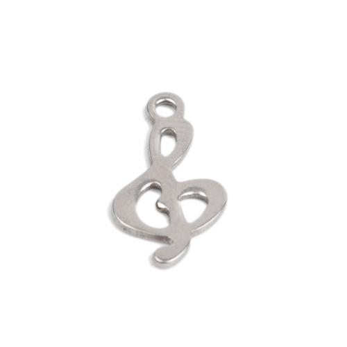 Charms, Musical Note, Stainless Steel, Silver, 15mm - BEADED CREATIONS