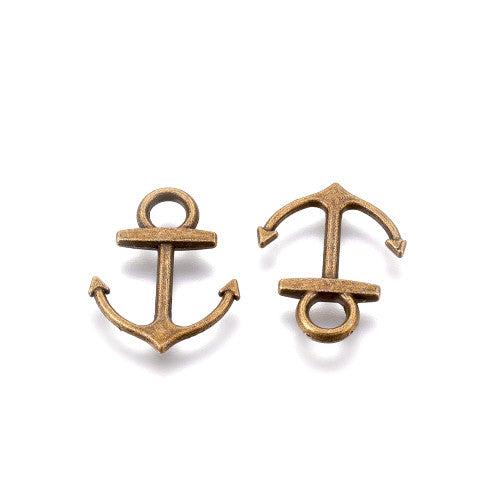 Charms, Nautical Anchor, Antique Bronze, Alloy, 19mm - BEADED CREATIONS